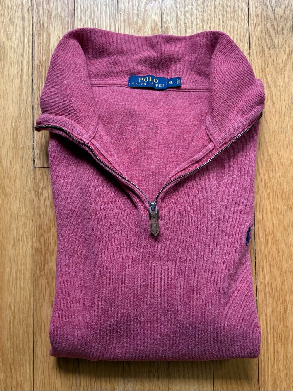 Polo Ralph Lauren Men’s 1/4 Zip Up Sweater Pullover Estate Rib XL Light Red